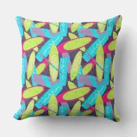 Surfboards and Palm Trees Multi Coloured Outdoor Pillow