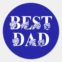 Best Dad with Flags White Text Classic Round Sticker