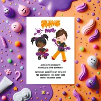 Cute Kids Slime Party Birthday Photo Invitation