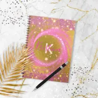 Sparkly Pink and Gold Glitter Foil Fancy Custom Notebook