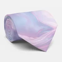 Whispers of Silk: Dreamy Pastel Waves Pink Blue  Neck Tie