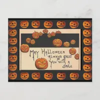 Vintage Smiling Halloween Jack o'Lanterns Postcard