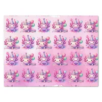 Pink and Purple Axolotl Girl's Birthday Party Tissue Paper