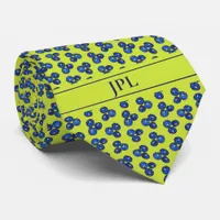 Modern Blueberry Initials Vibrant Bold Fun Novelty Neck Tie