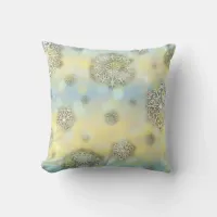 Festive Winter Gold Snowflakes Sparkles and Bokeh Throw Pillow