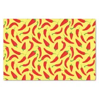 Red Chilli Pepper Pattern on Yellow Tissue Paper