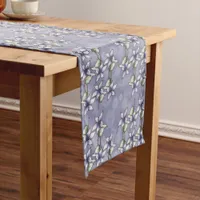 Purple Poinsettias & Snowflakes Christmas Winter Short Table Runner