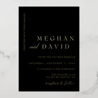 Elegant Black Gold Wedding Foil Invitation