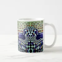 Black and white distorted cubes painted by hand coffee mug