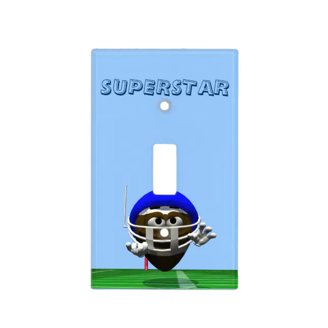 Funny Cartoon Football in a Helmet Light Switch Cover