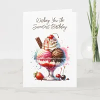 Retro Ice Cream Sundae and Coloring Page Birthday Card