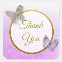 Lavender and Gold Butterfly Thank You Stickers