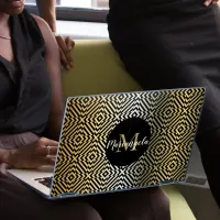 Custom Trendy Modern Gold And Black Op Art HP Laptop Skin