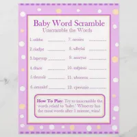 Double Sided Baby Shower Games Flyer