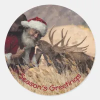 Kissing Santa and Moose Sticker