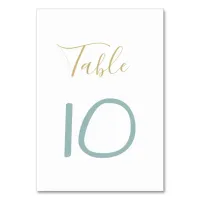 Gold and Dusty blue Wedding Table Number