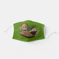 Cheeky Pair of Zebra Finches Songbirds Adult Cloth Face Mask