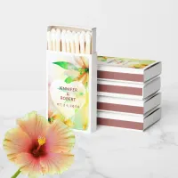 Yellow Hibiscus Flower Wed Floral Heart Dewdrop Matchboxes