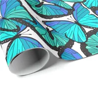 Beautiful Tropical Blue Morpho Butterflies Print Wrapping Paper