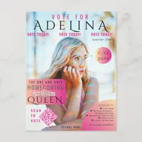 Vote Homecoming Queen Pink Magazine Style HOCO Postcard