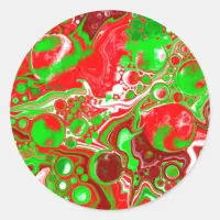 Red and Green Christmas Swirls   Classic Round Sticker
