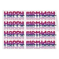 Happy Birthday Card Rustic Pink  Reflection Text