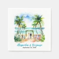 Wedding at the Beach Watercolor Weddding Napkins