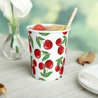 Red Cherries Graphic All Over Pattern Paper Cups