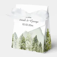 Rustic Watercolor Mountains Pine Winter Wedding Favor Boxes