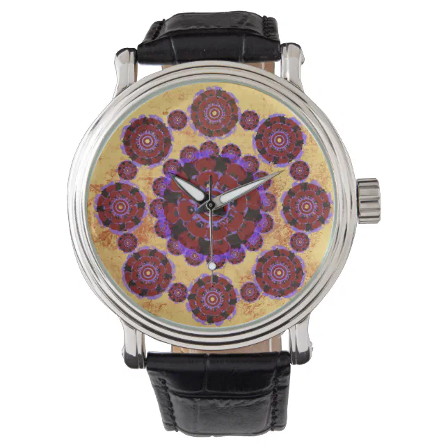 Ronde Clock Mandala floral pattern Watch