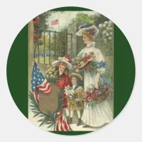 Vintage Honoring Memorial Day Classic Round Sticker