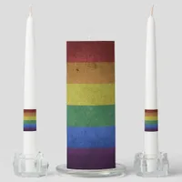 LGBT Rainbow Pride Flag Retro Style Unity Candle Set