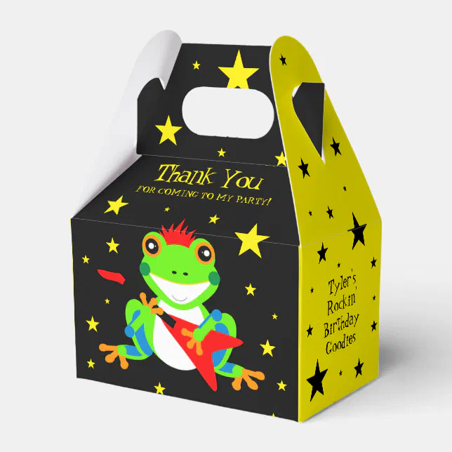 Rockin' Birthday Tree Frog with Red Guitar Favor Boxes