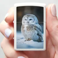 Snowy Owl In Winter's Embrace Zippo Lighter