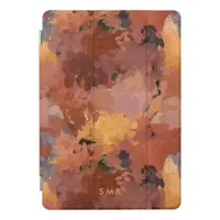 Chic Terracotta Rust Abstract Monogram iPad Pro Cover