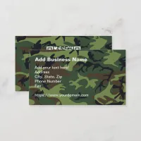 Woodland Military Green Camouflage & QR Code Business Card