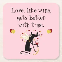 Love Like Wine Valentine Square Paper Coaster
