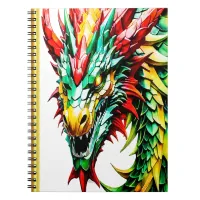 Fire breathing dragon red, green, and yellow scale notebook