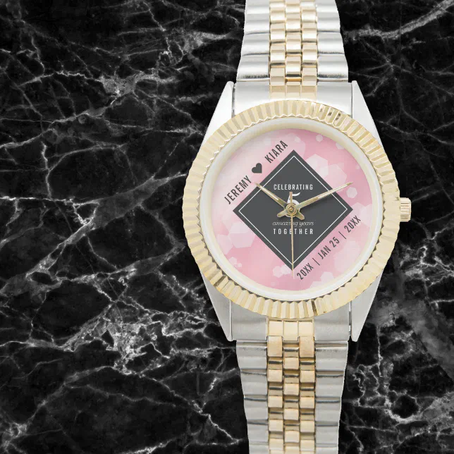 Elegant 5th Rose Quartz Wedding Anniversary Watch