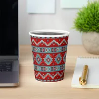 Southwest Mesas Turquoise & Red Geometric Paper Cups