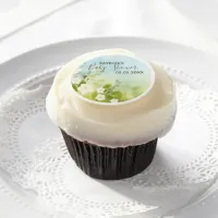 Personalized White Fowers Floral Baby Shower Edible Frosting Rounds