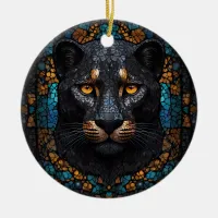 Mosaic Majesty: The Black Panther Ceramic Ornament