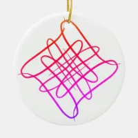 Pink Square Doodle  Mandala #11  Ceramic Ornament