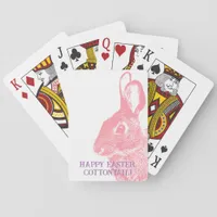 Simple Minimal Pink Easter Bunny  Poker Cards