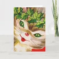 Retro Christmas Cat Christmas Card