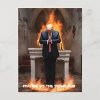 Trump Prays in a Church Postcard