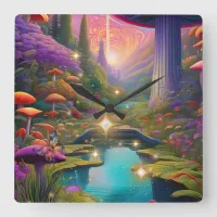 Psychedelic Mushroom Fantasy Wall Clock