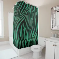  Black and Green Stripes Shower Curtain Set