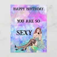 Vintage Pinup Birthday Sexy Postcard