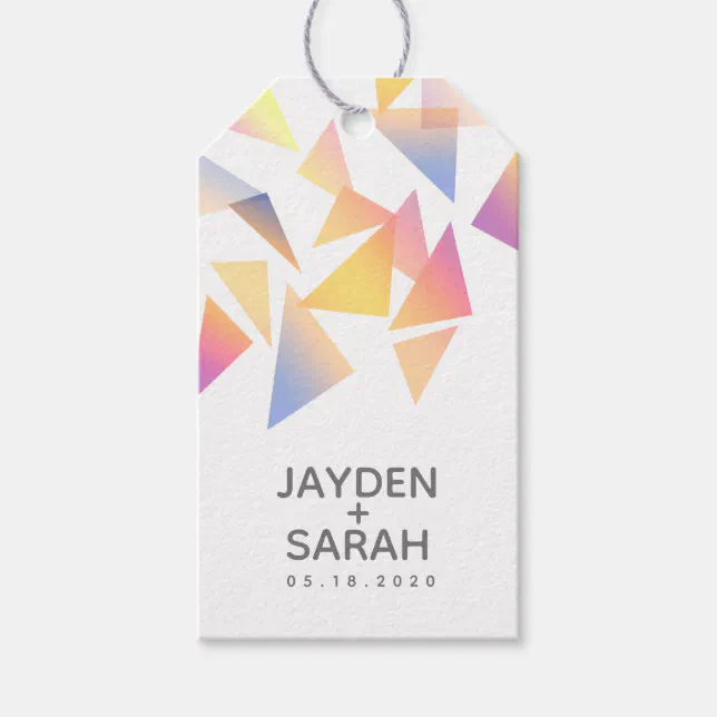 Pastel Multi-Colored Confetti White Wedding Gift Tags